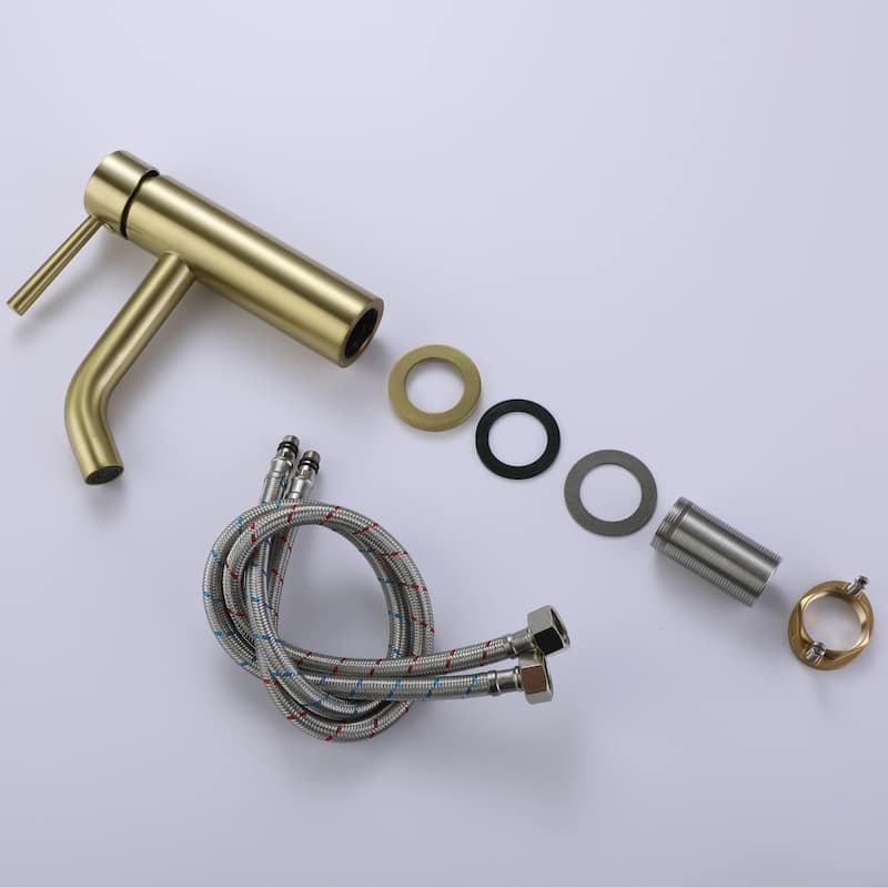 Single Hole Bathroom Sink Faucet with Single-Handle in Black / Gold, Deck-mounted