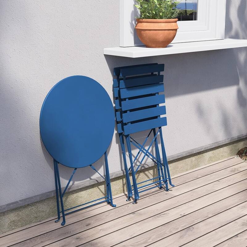 3 Piece Foldable Patio Set, Bistro Set, Outdoor Table and Chairs