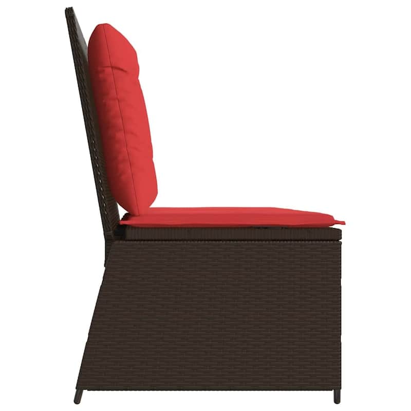 vidaXL Garden Bench with Cushion Brown Poly rattan - 26 x 43 x 37