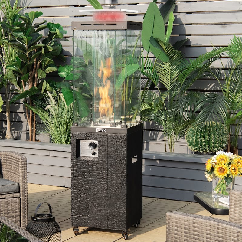 Gymax 41,000 BTU Propane Patio Heater Glass Tube Standing Gas Heater