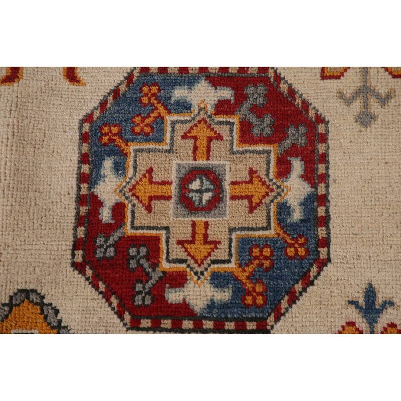 Geometric Kazak Area Rug Handmade Oriental Wool Carpet - 6'8" x 9'11"