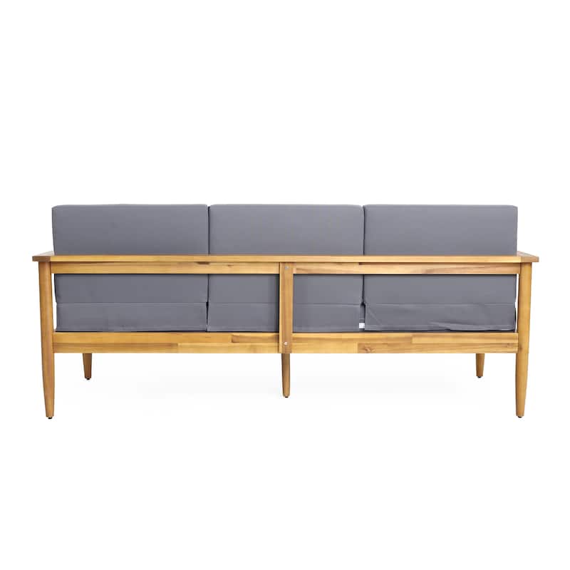 Magnolia Outdoor Acacia Wood 3 Seater Sofa by Christopher Knight Home - 76.25" W x 27.00" D x 25.50" H
