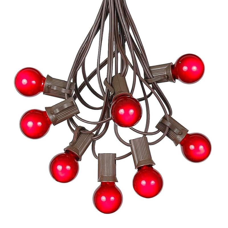 25 Foot G30 Outdoor Globe Patio String Lights - Set of 25 G30 Globe Bulbs - Red