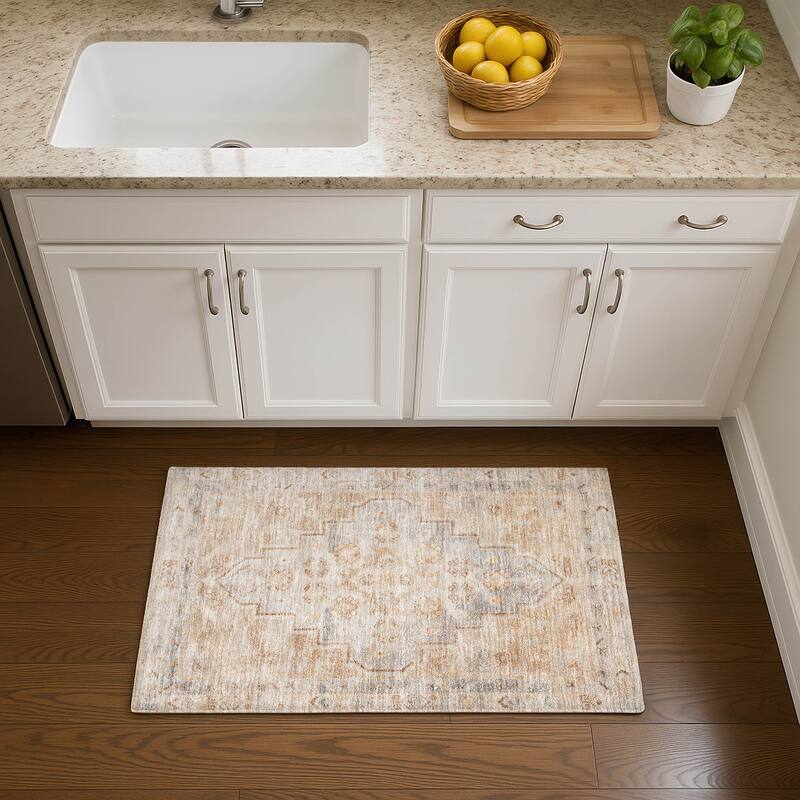 Premium Washable Super Soft Vintage Traditional Mayfield Rug - Copper - 1'8" x 2'6"