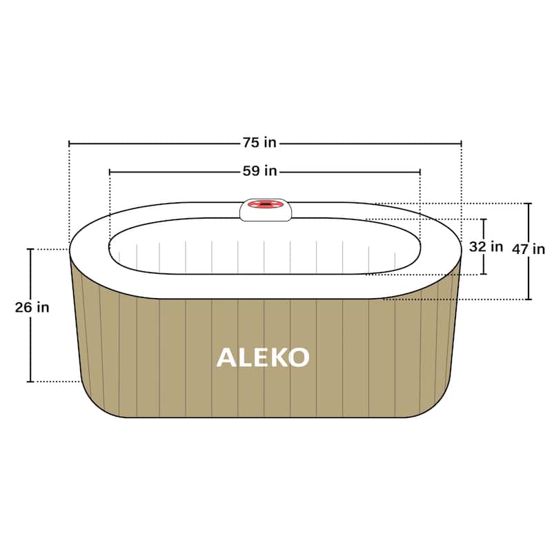 ALEKO Inflatable Hot Tub With Drink Tray Cover 2 Person Brown/White