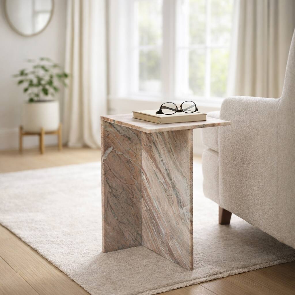 Marble Top Accent Table with Sculptural Base