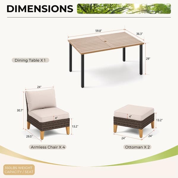 dimension image slide 0 of 13, 11-Piece Outdoor Wicker Half-Round Furniture Set, Half-Moon Sectional Sofa Set All Weather Rattan Curved Conversation Sets