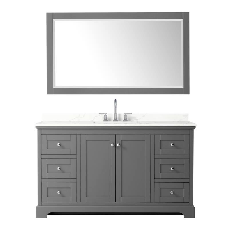 Avery 60-inch Single Vanity, Quartz Top, 58-inch Mirror