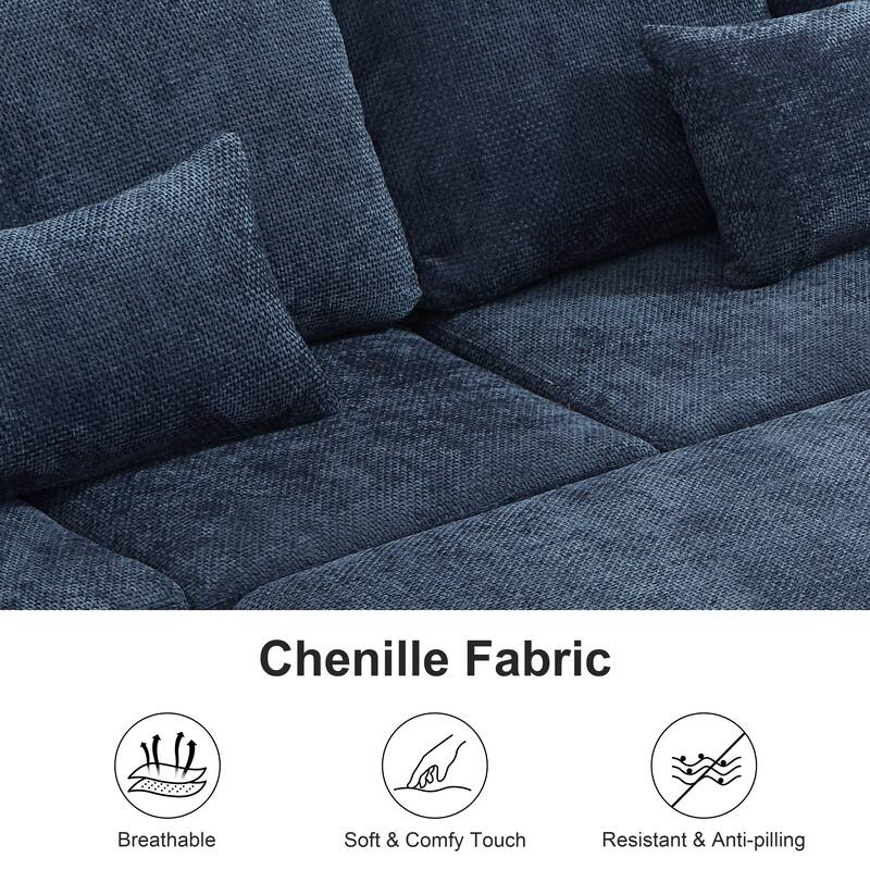97" L-Shaped Corner Modular Sectional Sofa Couch with Storage Ottoman & 2 Pillows