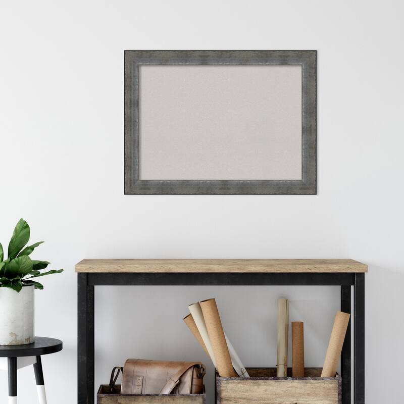 Forged Pewter Wood Framed Grey Corkboard Bulletin Board