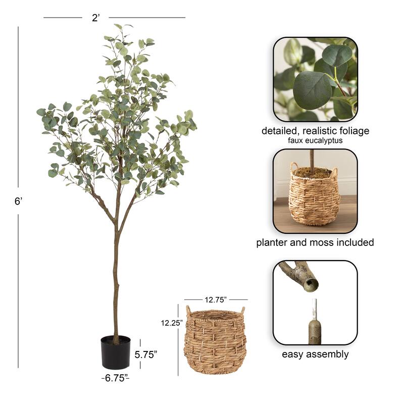 Kate and Laurel Eudora Faux Eucalyptus Tree