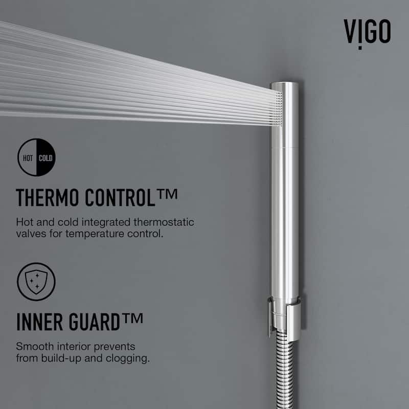 VIGO Bowery 58" H x 4" W 4-Jet Shower Panel with Round Shower Head and Tub Filler