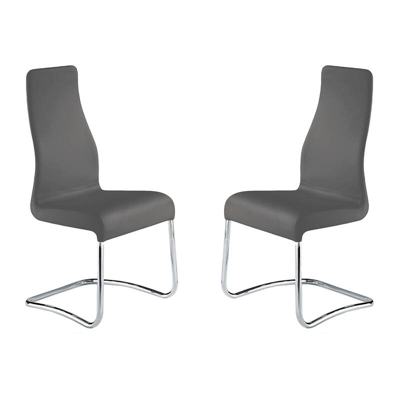 Casabianca Home Florence Set of 2 PU Leather Dining Chairs, Black - Grey