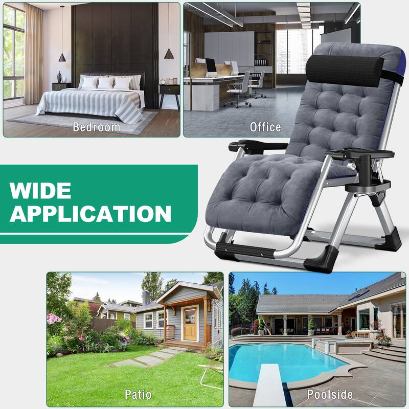 DoCred Zero Gravity Chair Lawn Lounger Chair with Pillow 2pcs