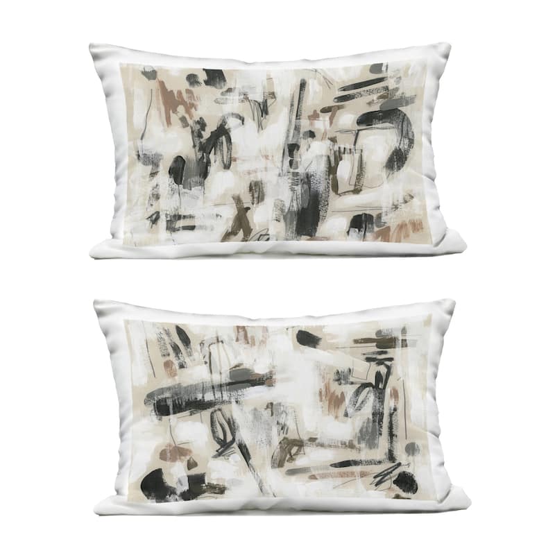 Stupell Neutral Earth Tones Abstraction Printed Outdoor Throw Pillow Design by June Erica Vess (Set of 2) - Pillow Sets - Polyester - Beige - Set of 2