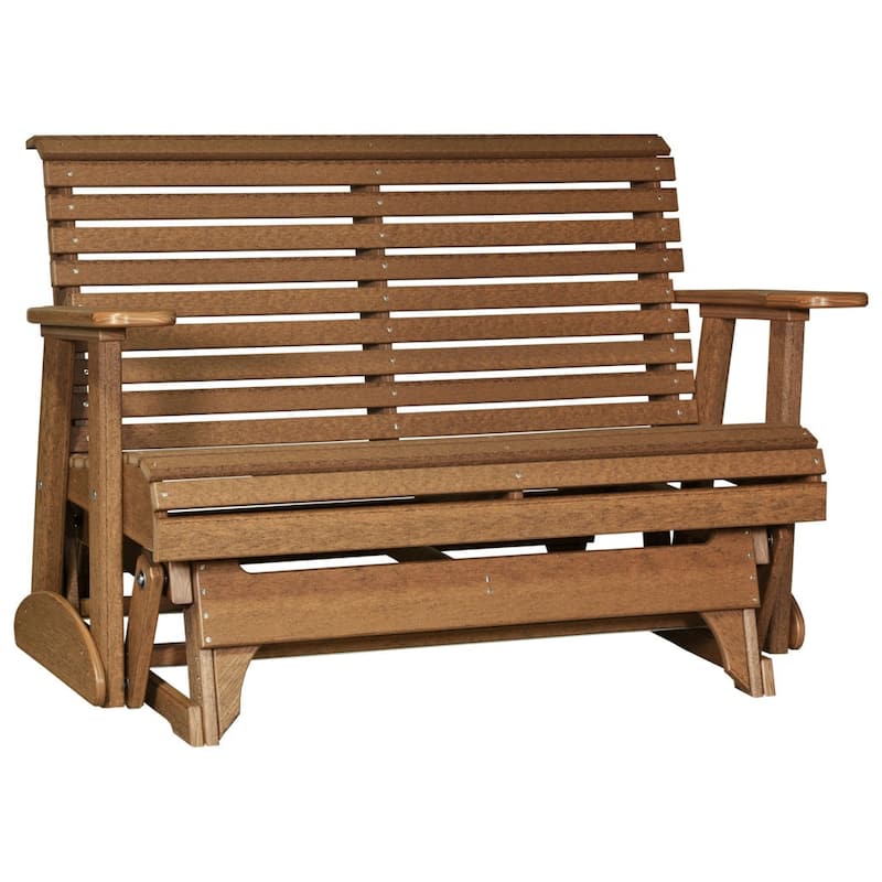 Poly Lumber Plain Rollback Patio Glider - 4' - Antique Mahogany Woodgrain