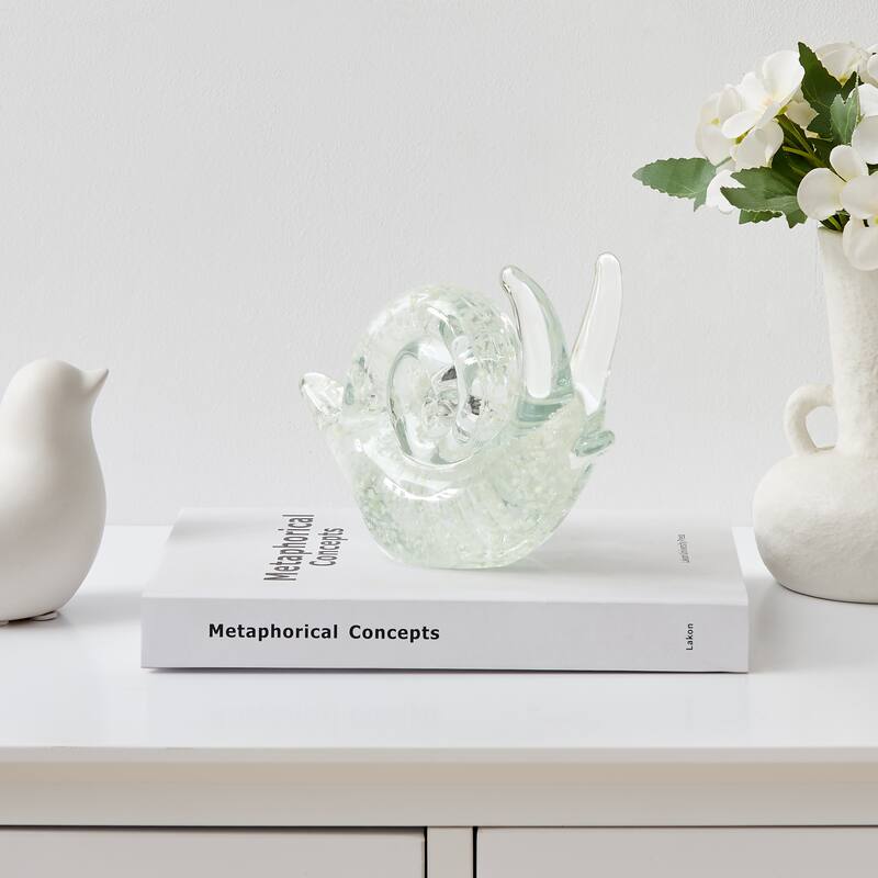 Glowing Snail Glass Sculpture Figure - 5.75" - Clear