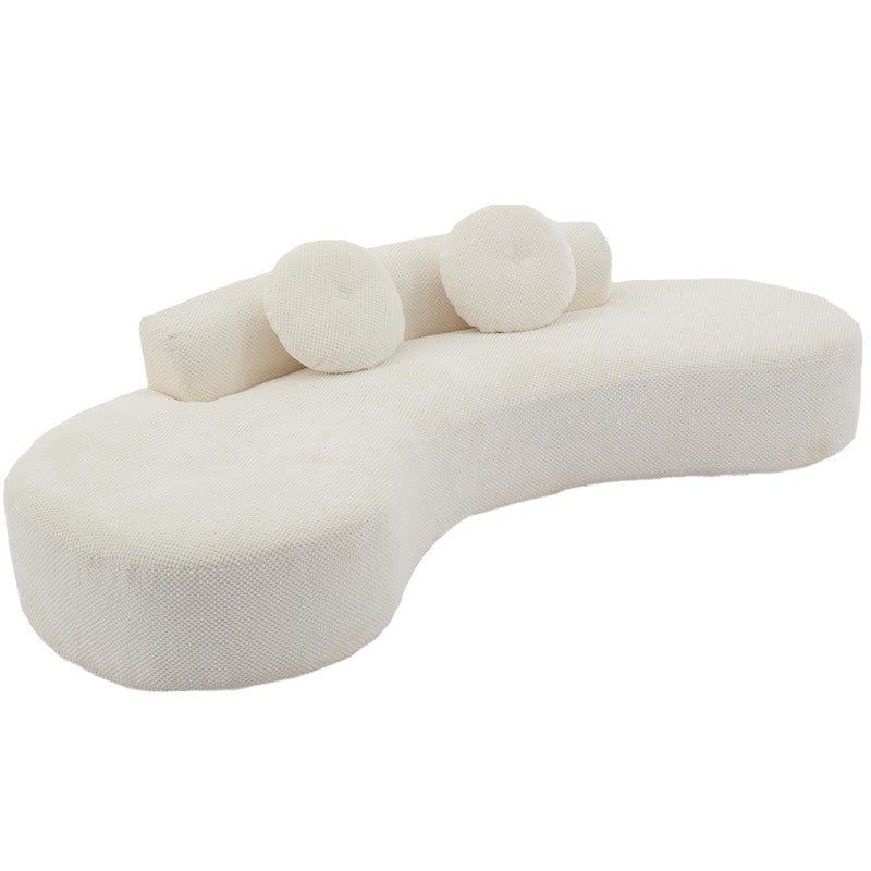 105.5'' Curved Sofa, Modern Minimalist 3 - 4 Seater Couch with 2 Pillows, Beige, No Assembly Required