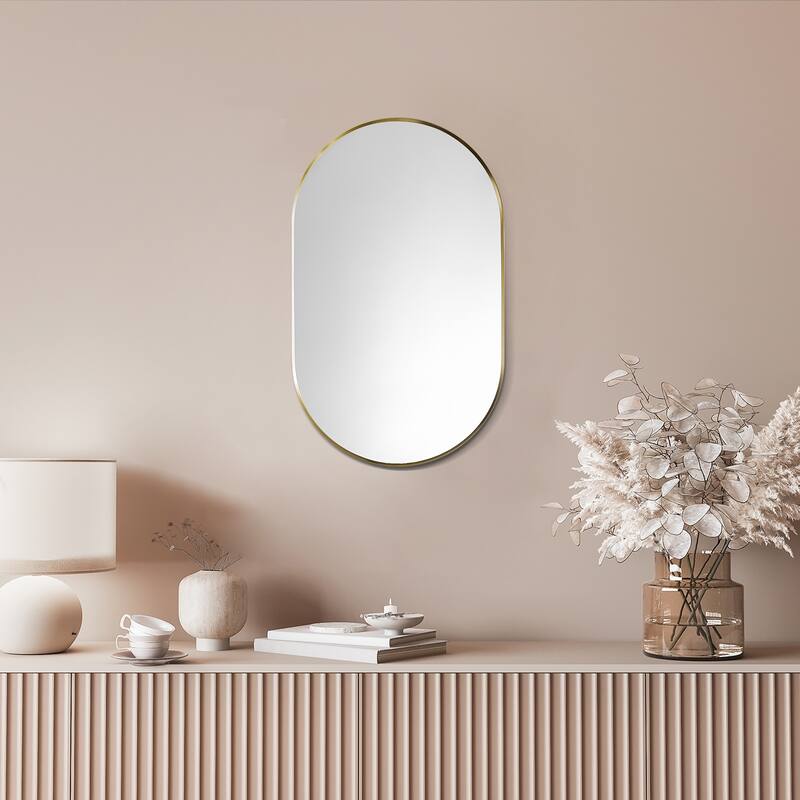 Altair Ispra Oval Bathroom/Vanity Aluminum Framed Wall Mirror - 36 in.