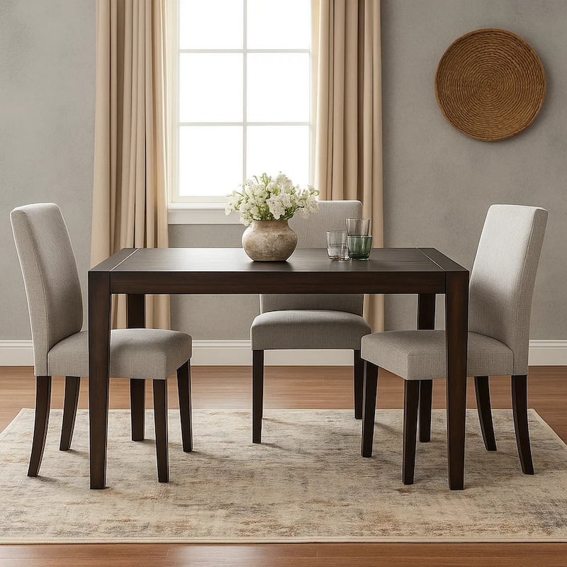 Geni Dining Table, 71 Inch Rectangular Top, Parsons Style Java Gray - Java Gray