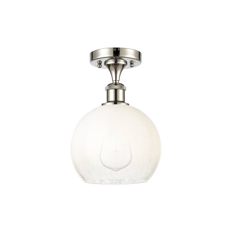 Innovations Lighting 516-1C-11-8 Brookhaven Globe Semi-Flush - Polished Nickel / Opal
