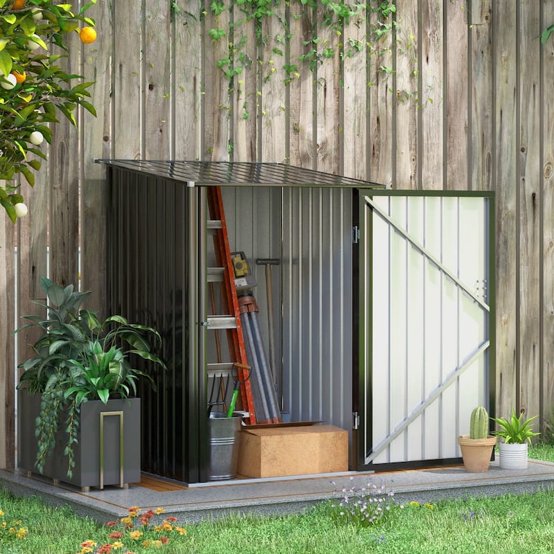 Outdoor Rust-proof Metal Storage Shed with Lockable Door & Tilted Roof Water-proof Tool Shed Garden Shed, Air Vents