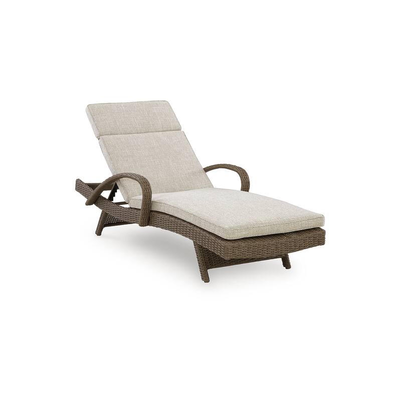 Signature Design by Ashley Carmel Bay Beige/Brown Chaise Lounge with Cushion - 30.13" W x 79.38" D x 39.75" H