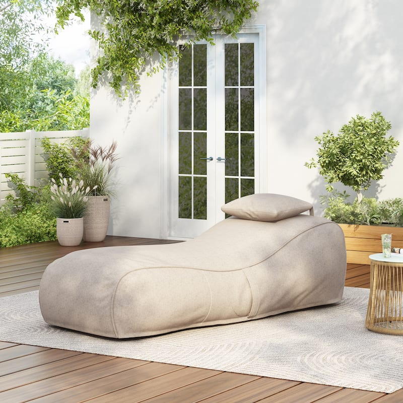 Christopher Knight Home- Fiano Fabric Outdoor Bean Bag Lounge Chair - Dark Beige