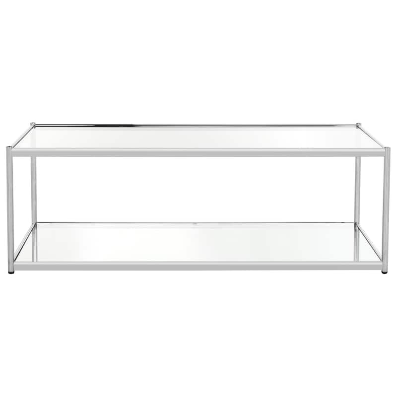 SAFAVIEH Alessandra Glass Chrome Coffee Table - 51.2" x 23.6" x 17.7" - 51Wx24Dx18H - Chrome