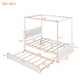 preview thumbnail 29 of 36, Full Size Canopy Bed with Twin Size Trundle Bed, Solid Wood Full Platform Bed with Headboard, Footboard and Slat Support