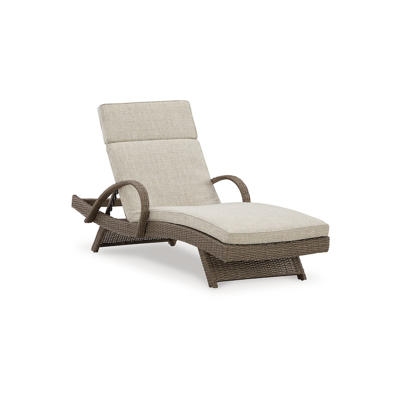 Signature Design by Ashley Beachcroft Beige Outdoor Chaise Lounge with Cushion - 30.13" W x 79.38" D x 39.75" H