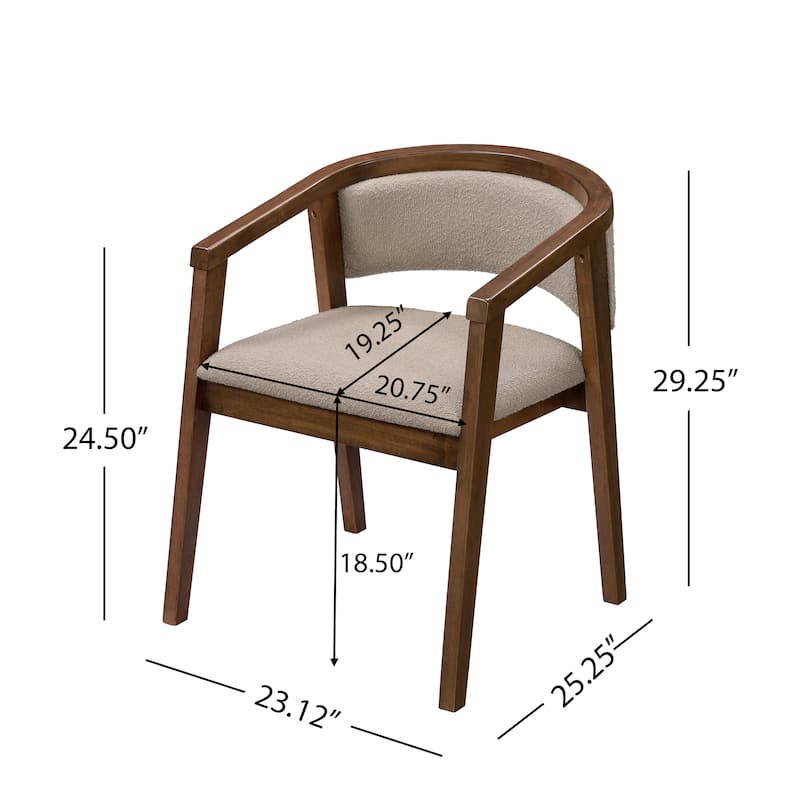 Christopher Knight Home - Noren Mid-Century Boucle Upholstered U-Shaped Dining Chair with Armrest - Set of 2
