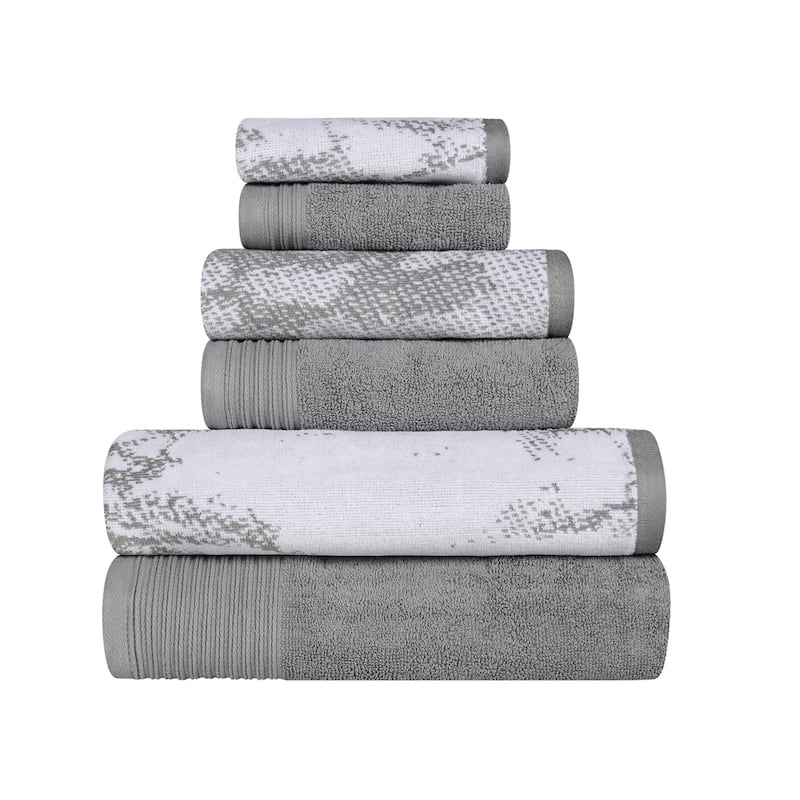 Superior Cotton Quick-Drying Solid and Marble 6 Piece Towel Set