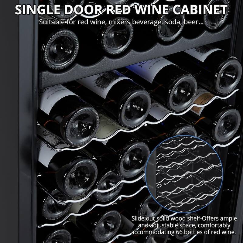 66-Bottle Dual Zone Wine Cooler Refrigerator