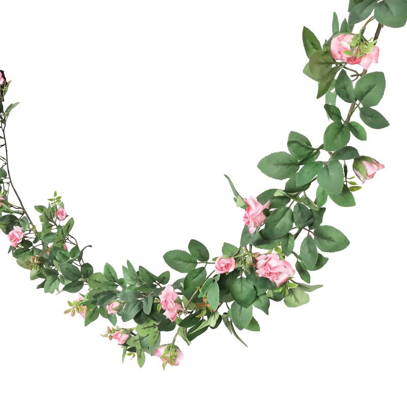 Pnk Artificial Tea Rose Flower Garland Hanging Vine 6ft - 72" L x 6" W x 3" DP