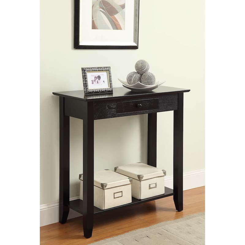 Convenience Concepts American Heritage 1 Drawer Hall Table with Shelf - Black