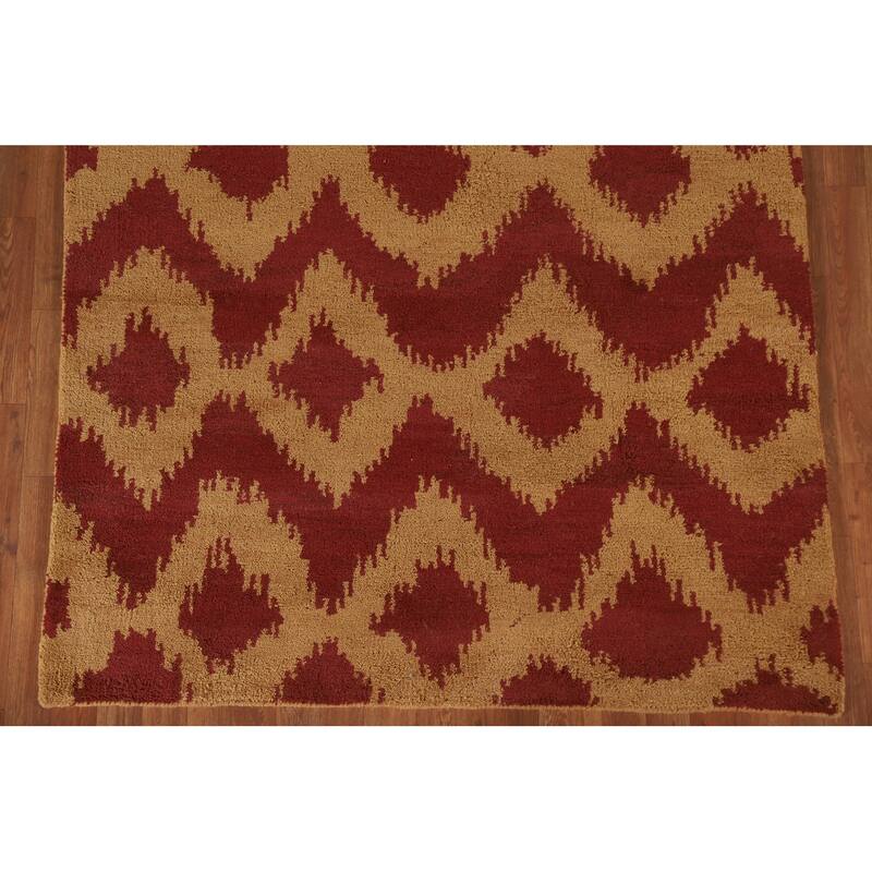Hand Knotted Oriental 100% Wool Carpet Modern All-Over Yellow & Gold Gabbeh Area Rug - 7' 9'' X 5' 0''