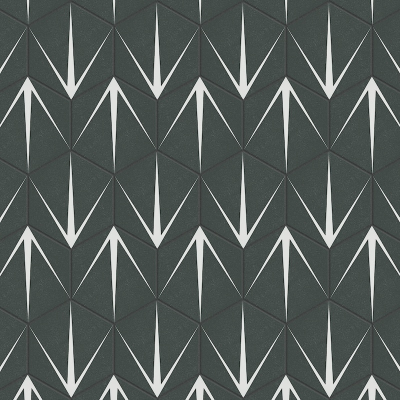 Merola Tile Trident Hex Nero 8-5/8" x 9-7/8" Porcelain Floor and Wall Tile