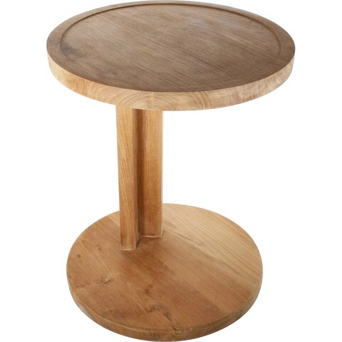 Nordic Style Natural Teak C Shaped Side Table - 16"X16"