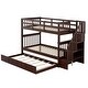 preview thumbnail 5 of 16, Stylish Stairway Twin-Over-Twin Bunk Bed with Twin size Trundle for Bedroom, Maximized Storage Space, Dorm, Espresso