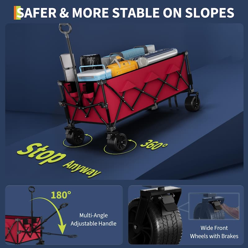Foldable Heavy Duty Utility Wagon with All Terrain Wheels