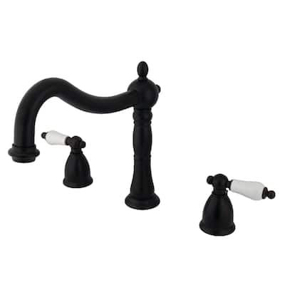 Kingston Brass Heritage Widespread Deck Mounted Roman Tub Filler with