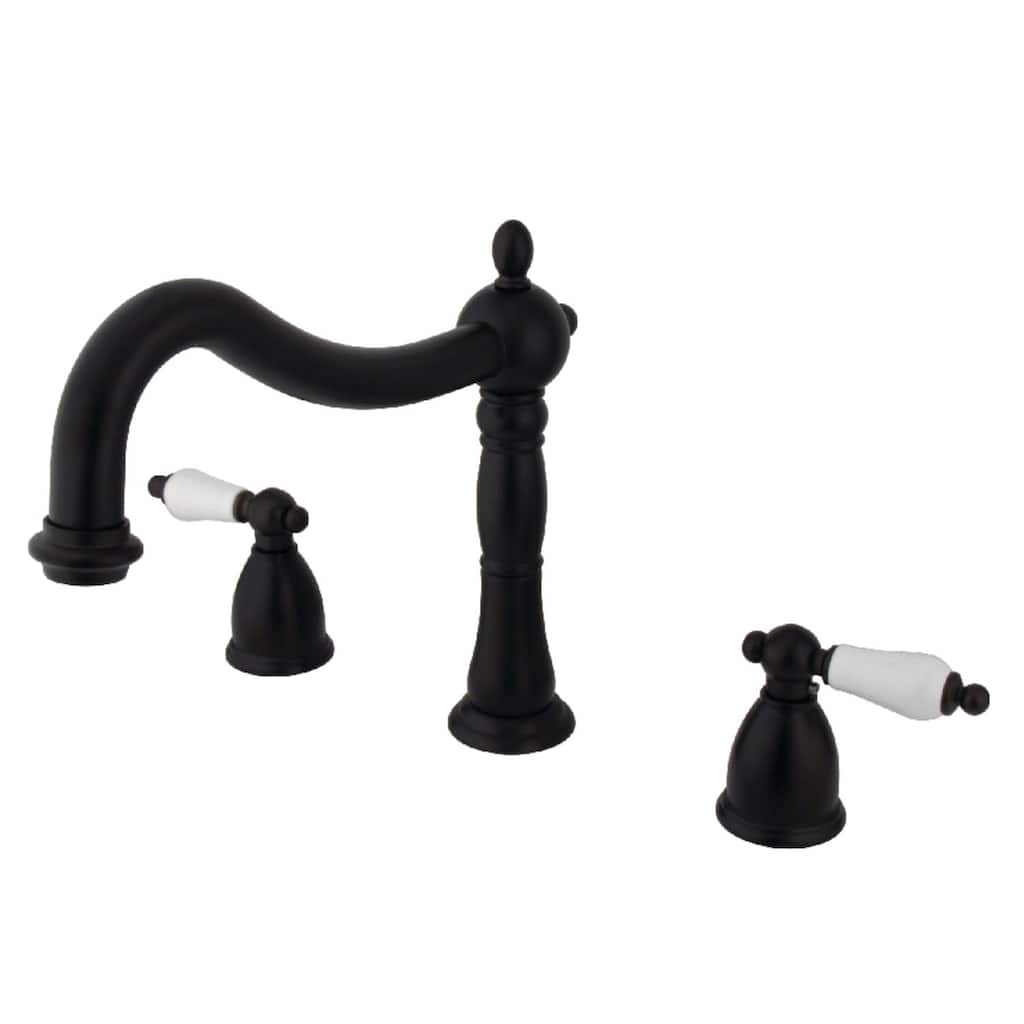 Kingston Brass Heritage Widespread Deck Mounted Roman Tub Filler with