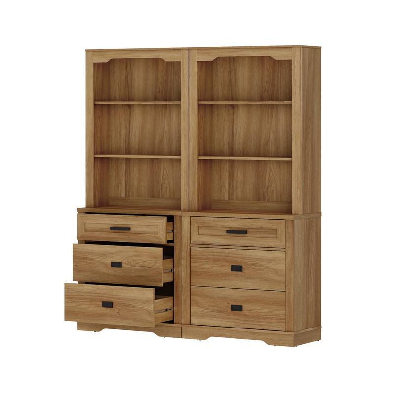 3 Tier Bookcase with Drawer,73.3" Tall Floor Standing Bookshelf