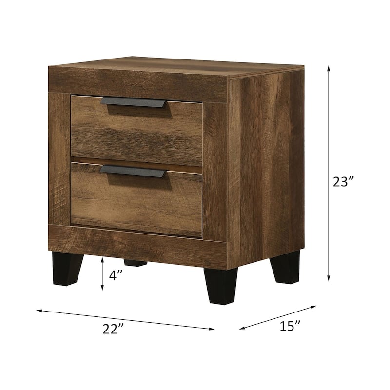 Transitional Style Wood Nightstand with 2 Drawer