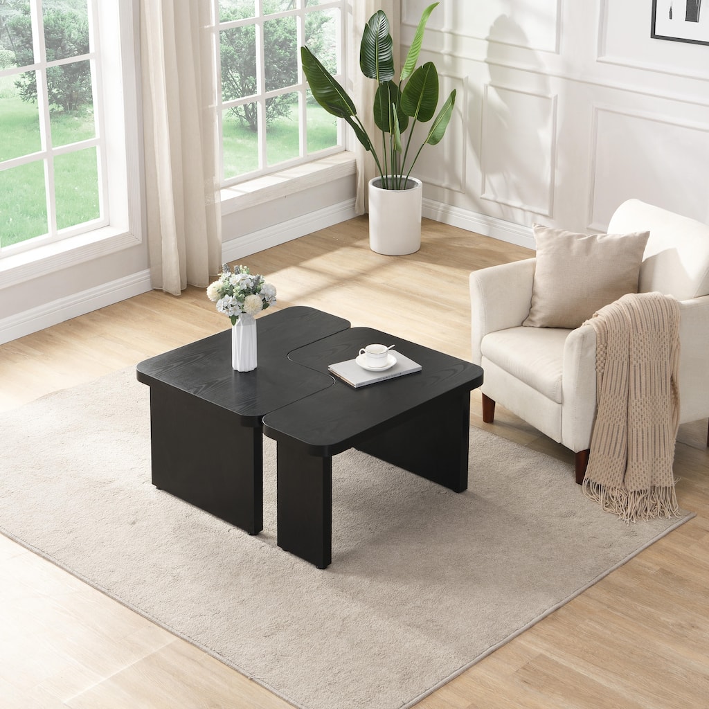 Rectangle Wood Detachable Coffee Table End Table for Living Room, Simple Side Table Sofa Table Center Table