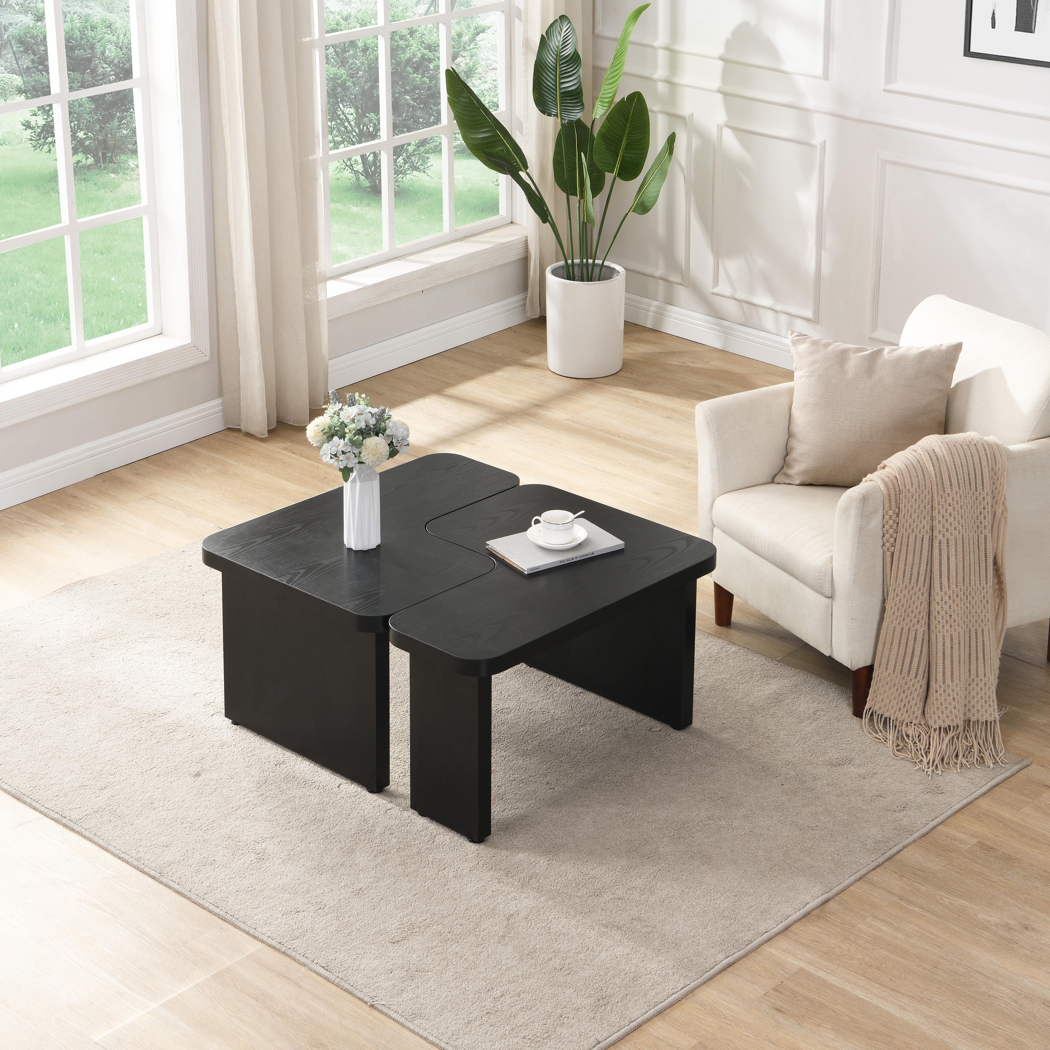 Rectangle Wood Detachable Coffee Table End Table for Living Room, Simple Side Table Sofa Table Center Table
