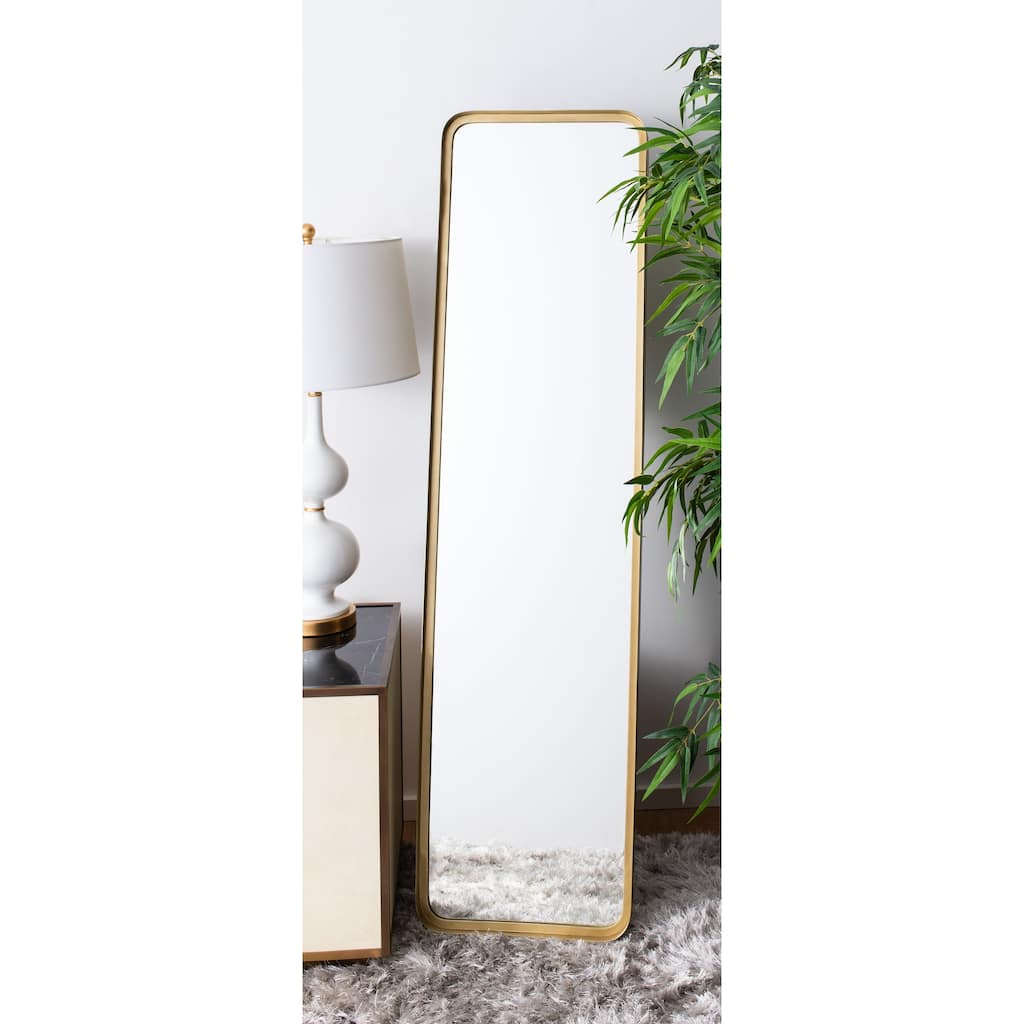 SAFAVIEH Lucero 18-inch Brass Vertical Rectangular Standing Mirror - 16" W x 18" L x 61" H - 16Wx18Dx61H