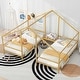 preview thumbnail 13 of 18, Double Twin Size Metal Kids Platform Bed Frame, Modern House Bed with Built-in Small Bedside Table