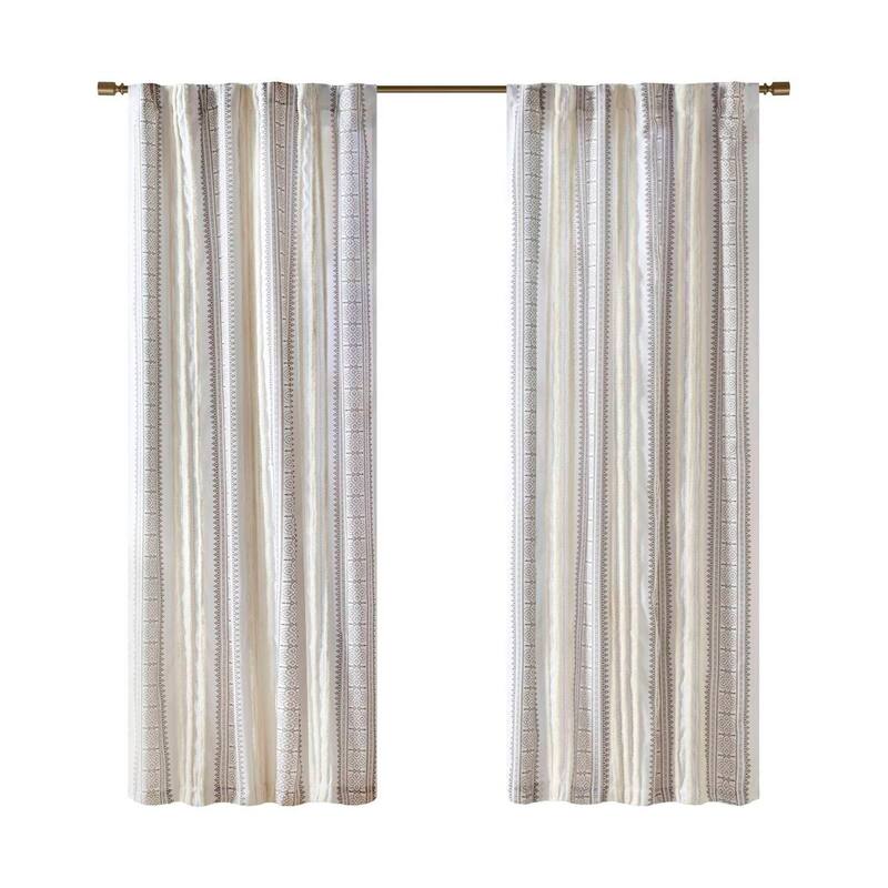 Poly Printed Curtain Panel with Tufted Stripe